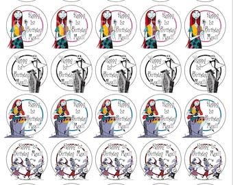 Nightmare NBC Birthday Stickers, Nightmare NBC Thank you Stickers, Party Labels Favors for Treat Bag