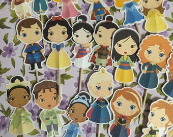 Fairy Tale Princess & Prince Cupcake Toppers, Princess Picks Cute, Birthday Cupcake Toppers