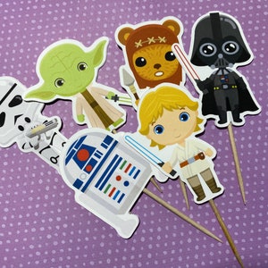 Classic Space Wars Cupcake Toppers, Han Solo Darth Vader Luke Cupcake Toppers, Birthday Cupcake Toppers