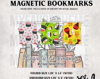 Sushi Bookmarks, Cute Kawaii Magnetic Bookmark, Magnetic Page Clip, Student Bookmarks, Cute Bookmarks, Planner Page Marker
