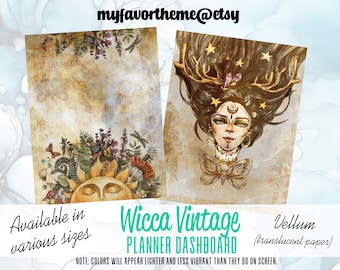 Handmade Wicca Vintage Planner Dashboard, Vellum Insert for Daily Organization, Perfect Gift for Planner Lovers