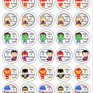 Superheroes, Hero Birthday Thank You Stickers, Party Labels Favors for Treat Bag #2