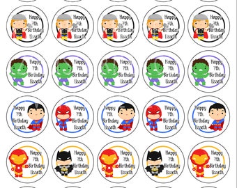 Superheroes, Hero Birthday Thank You Stickers, Party Labels Favors for Treat Bag #2