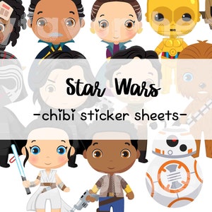 Space Wars Sticker, Autocollants d’anniversaire, Chibi Cute Planner Stickers