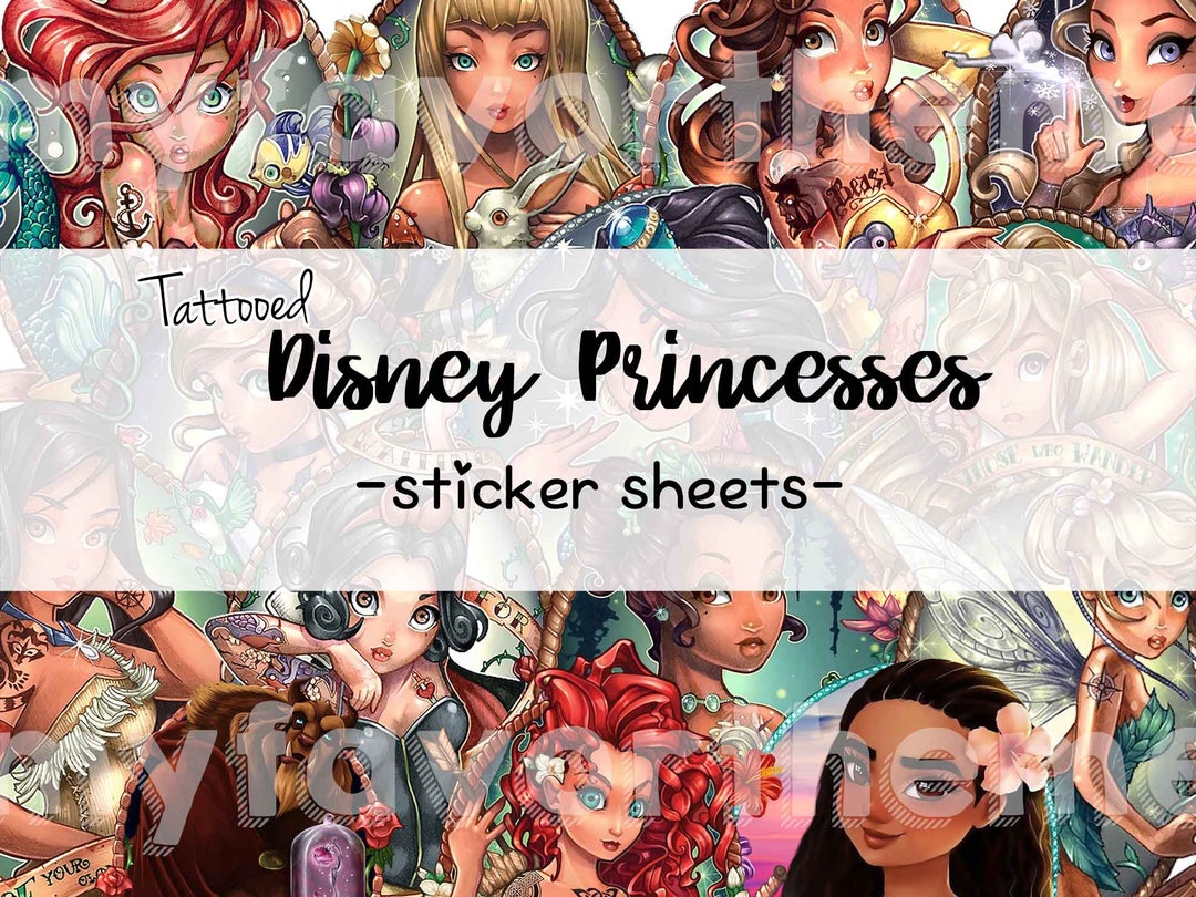 Sticker Puteri Princess Fairy Tales Characters Tattooed Sticker Sheet - Etsy