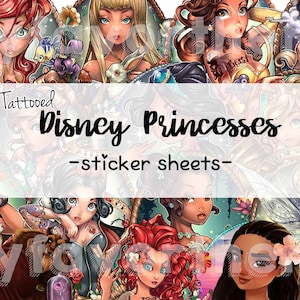Princess Fairy Tales Caractères Tatoué Sticker Sheet