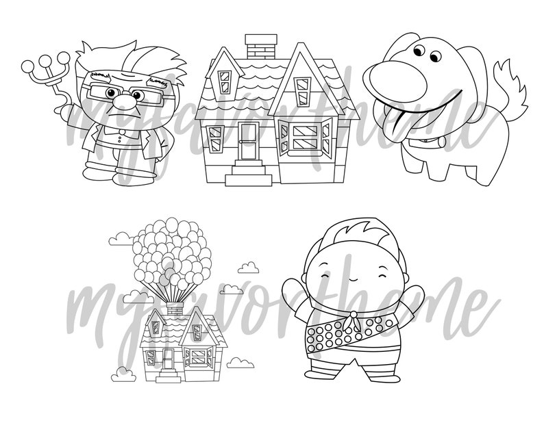 Ballon House UP Coloring Page for Favor Box Favor Box - Etsy