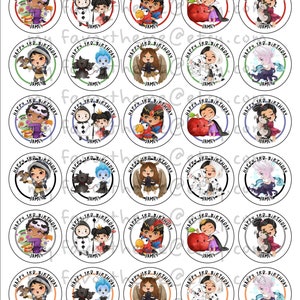 Villains and Friends Birthday Stickers, Sunflower Thank You Stickers, Party Labels Favors for Treat Bag