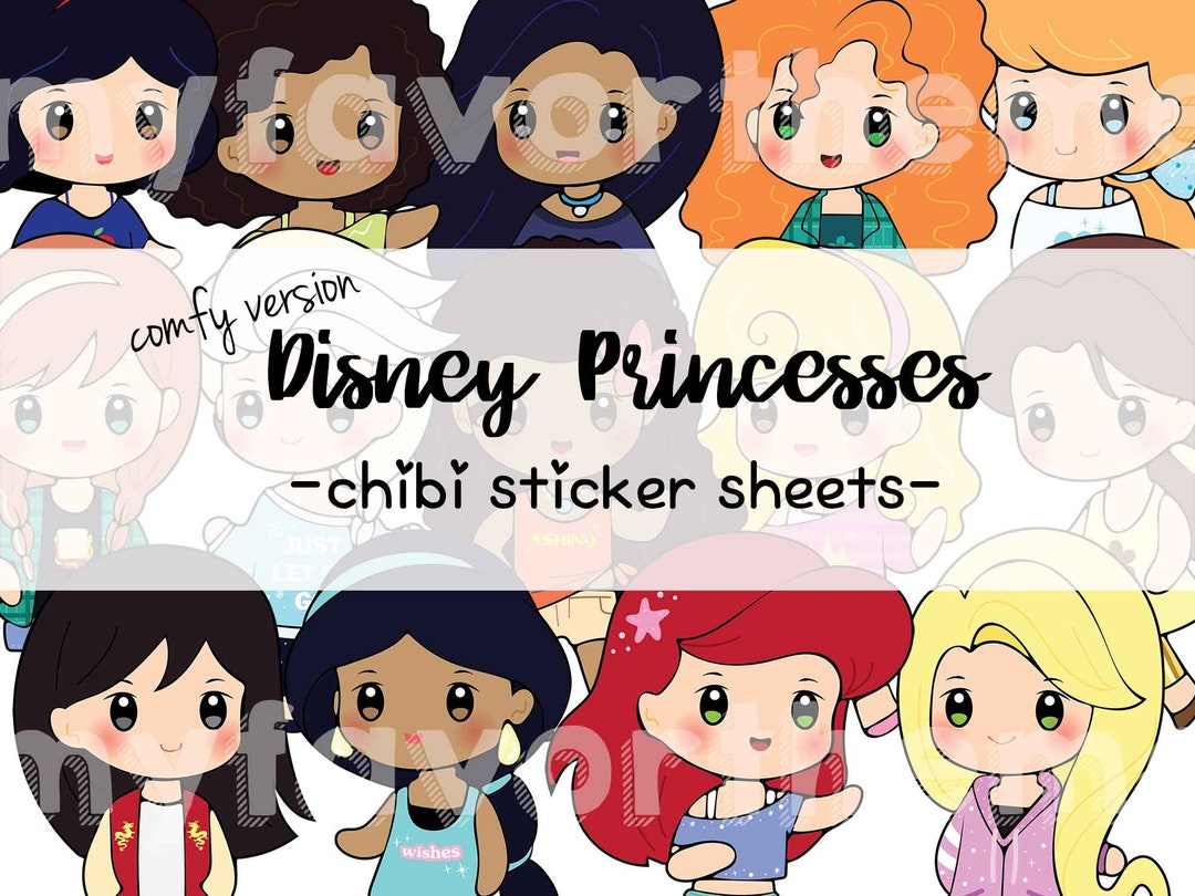Sticker Puteri Fairytale Princess Sticker Sheet, Princess Planner Stickers, Chibi ...