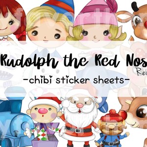 Autocollant de Noël, Feuille d’autocollants de Noël elfe de renne Chibi, autocollants de planificateur mignon