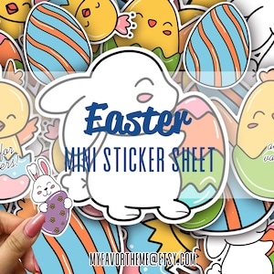 Stickers de Pâques, Stickers lapins mignons, Lapin de Pâques et poussins, Stickers agenda, Mini feuille d'autocollants