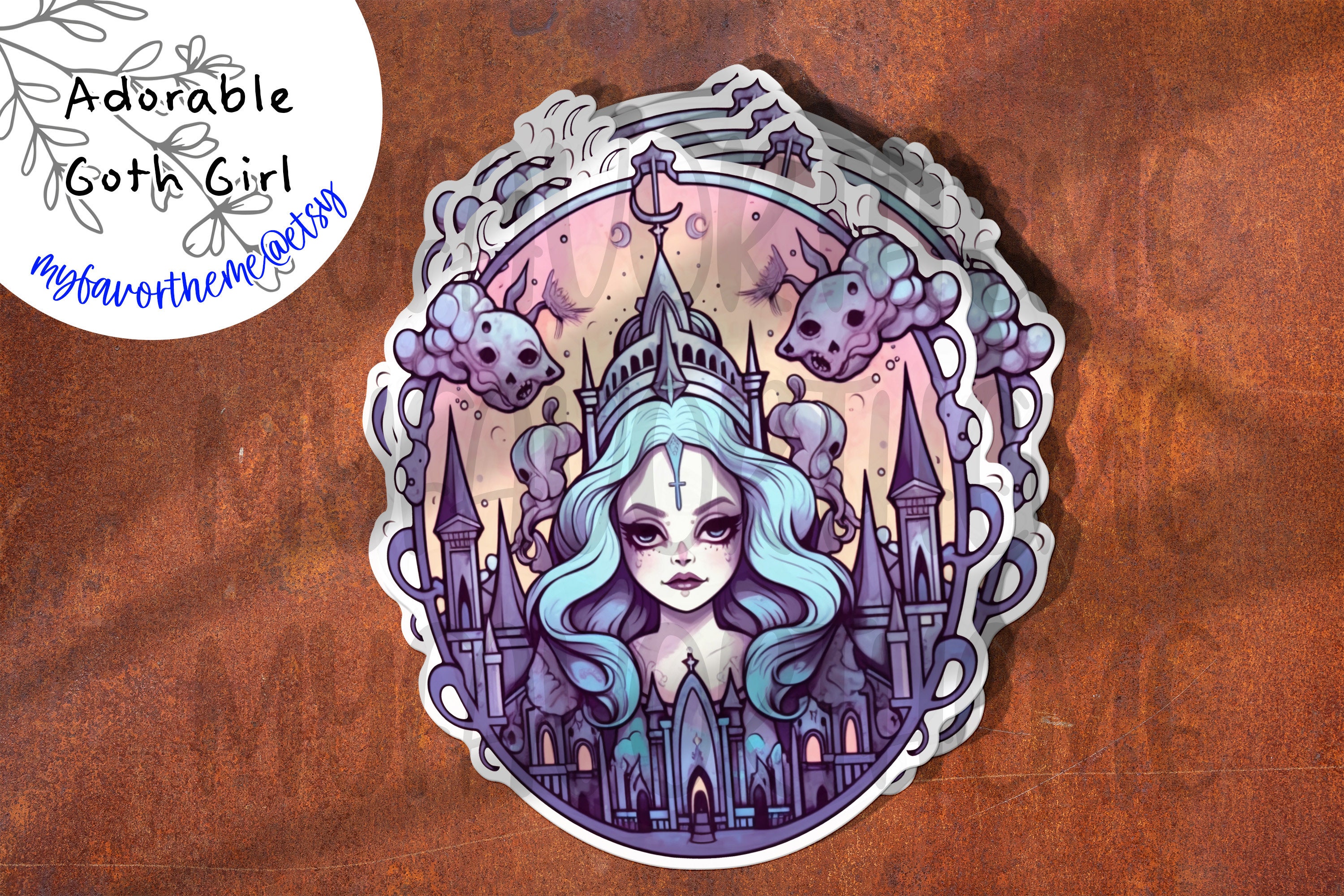 Adorable Goth Girl Sticker, Cute Goth Girl, Pastel Sticker, Laminated ...