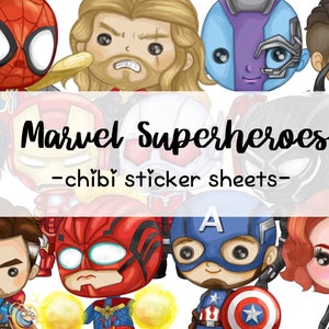 Superhero Super Heroes Avengers Sticker Sheet Chibi