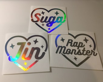 KPOP Band Member Names Stickers, Holographic Vinyl Decal - Army, Bangtan