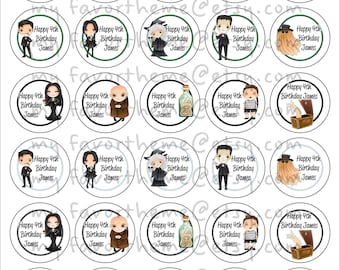 Horror Family Birthday Stickers, Sunflower Thank You Stickers, Party Labels Favors for Treat Bag