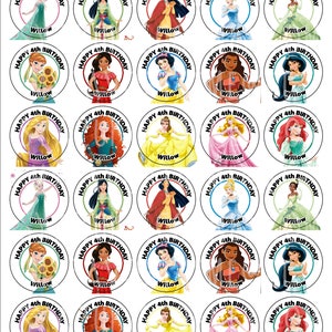Princess Birthday Thank You Stickers, Party Labels Favors for Treat Bag