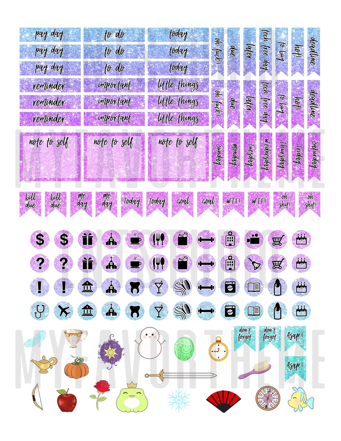 Princess Planner Stickers, Weekly Planner Sticker Kit for Happy Planner ...