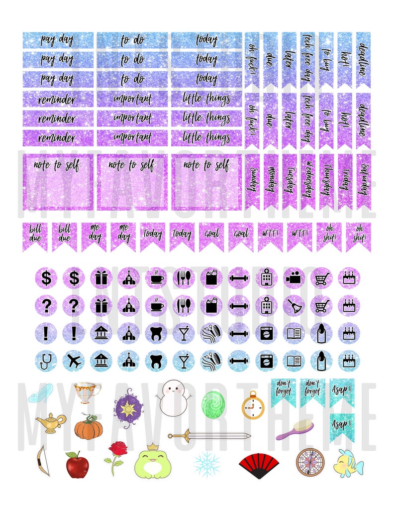 Princess Planner Stickers, Weekly Planner Sticker Kit for Happy Planner ...