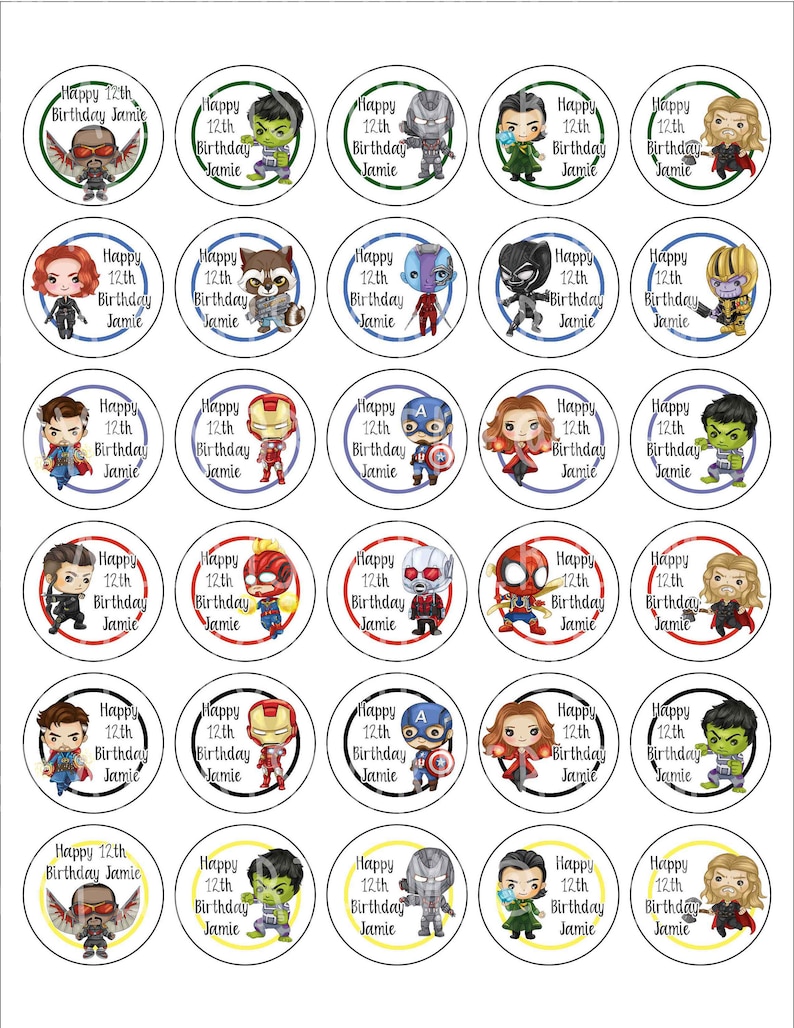 Super Heroes Birthday Stickers Thank You Stickers Party | Etsy
