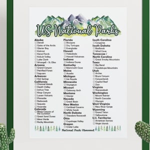 2022 US National Park Checklist Poster / 63 National Park Poster