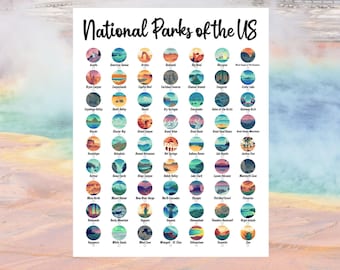 NIEUW! 63 Nationaal Park Checklist Poster / Nationaal Park Poster / Nationale Parken Checklist / Nationaal Park Gift