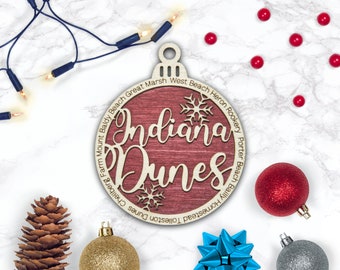 Indiana Dunes National Park Christmas Ornaments / Indiana Wooden Christmas Ornament