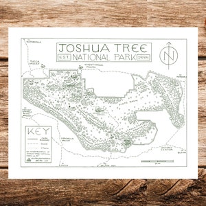 Impressão do mapa do parque nacional de árvore de Joshua de <br> Entrega Rápida? Mapa do Parque Nacional Joshua Tree | Mapa da árvore de Joshua Pôster | Póster Parque Nacional de Joshua Tree