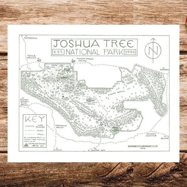 Joshua Tree National Park Map Print | Map of Joshua Tree National Park | Joshua Tree Map Poster | Joshua Tree National Park Poster