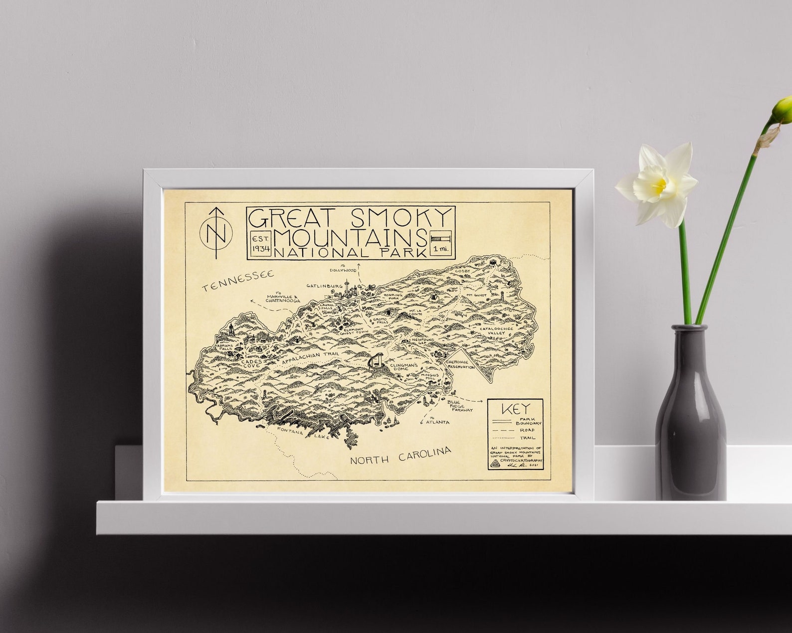 Great Smoky Mountains National Park Map Print Map of Great Smoky Mountains National Park great ...