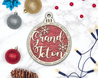 Grand Teton National Park Christmas Ornament | Grand Teton Christmas Ornament | Grand Teton Wooden Christmas Ornament