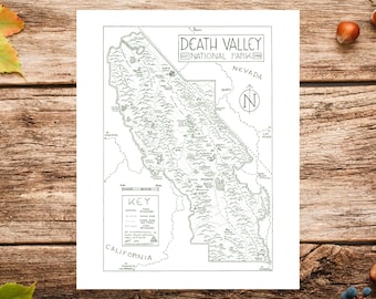 Death Valley National Park Map Print | Map of Death Valley National Park | Death Valley Map Poster Death Valley National Park Poster