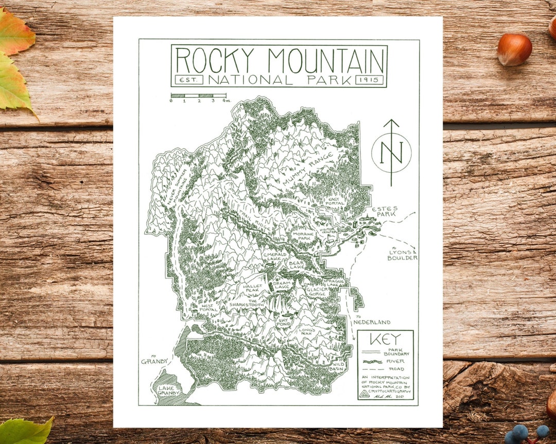 Rocky Mountain National Park Map Print | Map of Rocky Mountain National ...