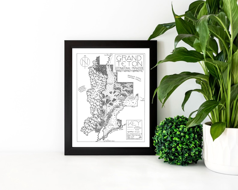 Grand Teton National Park Map Print Map of Grand Teton - Etsy
