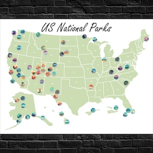 US National Park Map Poster / 63 National Parks Checklist Poster/ National Park Poster / National Park Gift