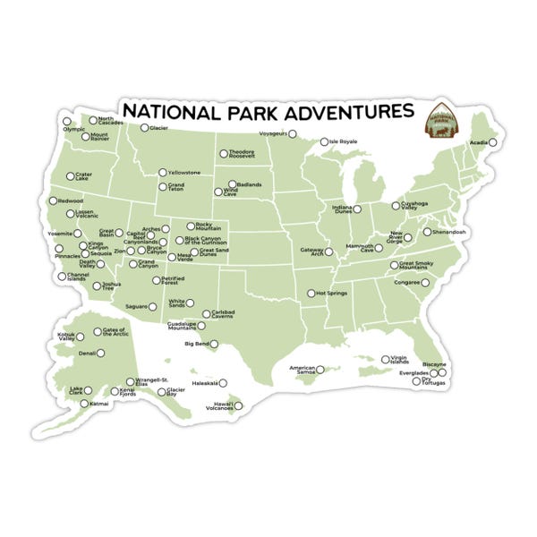 US National Park Map Sticker: Mark Your Adventures