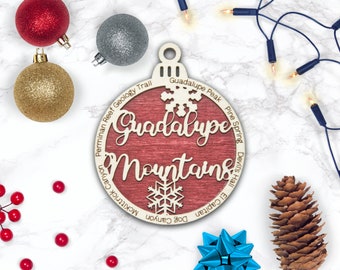 Guadalupe Mountains National Park Christmas Ornaments / Texas Wooden Christmas Ornament