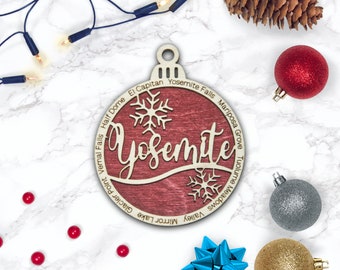 Yosemite National Park Christmas Ornaments / Wooden Christmas Ornament