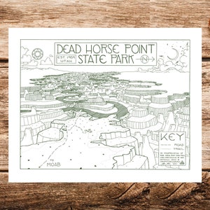 Carte du parc d’État de Dead Horse Point Imprimer | Carte du parc d’État de Dead Horse Point | Affiche de la carte Dead Horse Point | Impression de Dead Horse Point