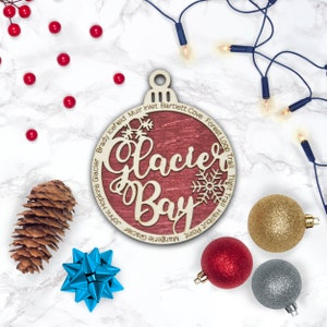 Glacier Bay National Park Christmas Ornament | Glacier Bay Christmas Ornament | Glacier Bay Wooden Christmas Ornament