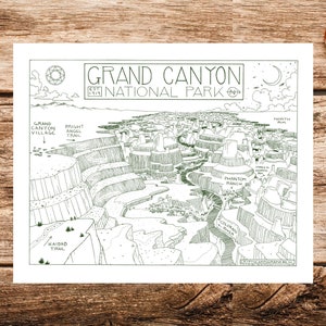 Grand Canyon National Park Map Print | Map of Grand Canyon National Park | Grand Canyon Map Poster | Grand Canyon National Park Poster