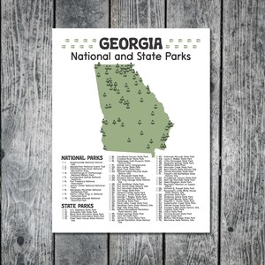 Georgia National and State Park Map Art Print