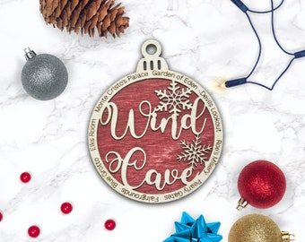 Wind Cave National Park Christmas Ornaments / South Dakota Wooden Christmas Ornament