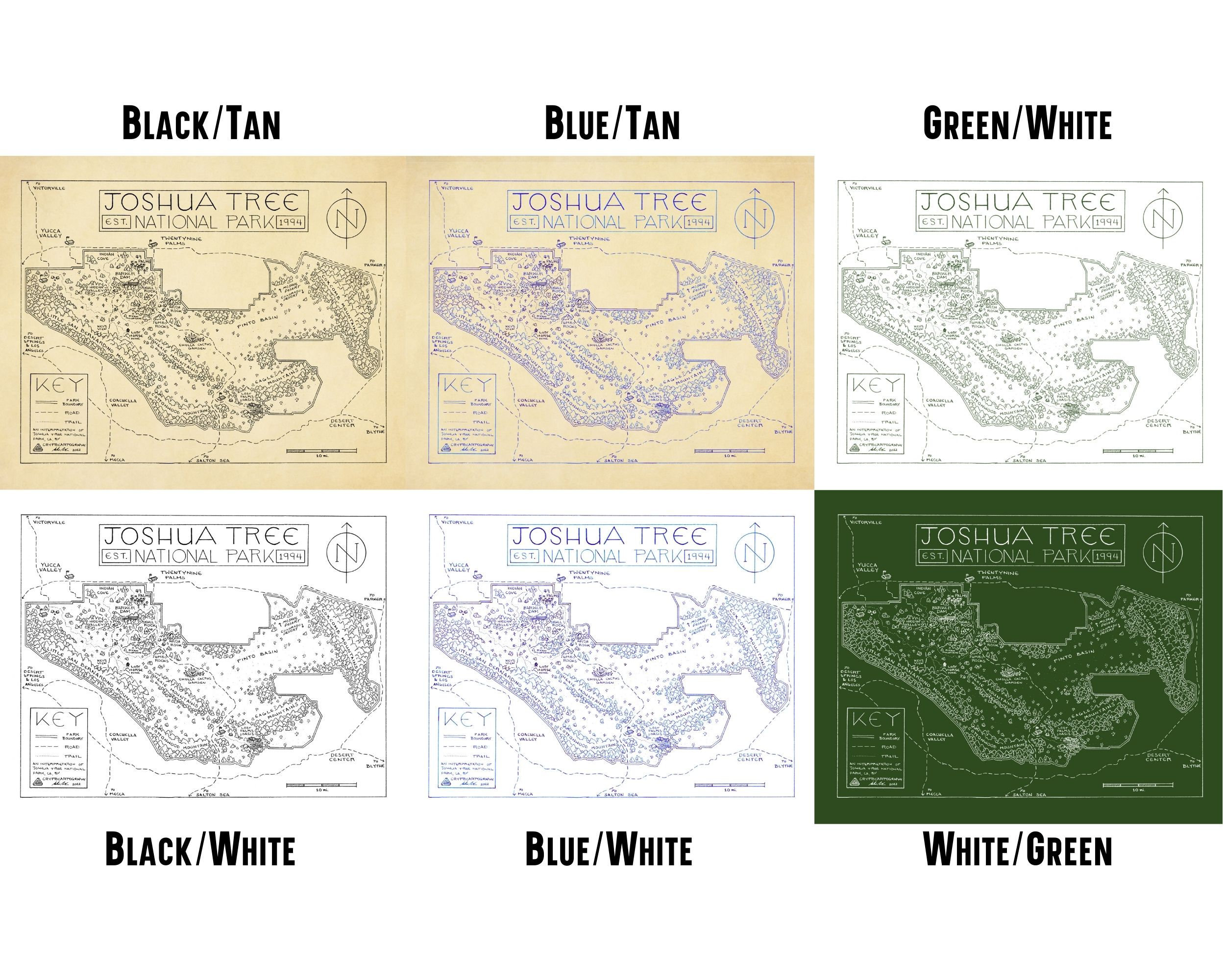 Joshua Tree National Park Map Print Map of Joshua Tree National Park ...