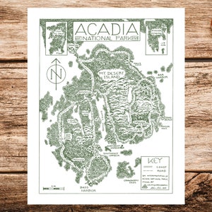 Acadia National Park Map Print | Map of Acadia National Park | Acadia Map Poster | Acadia National Park Poster