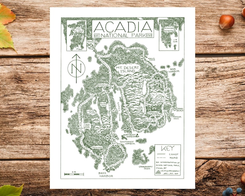 Acadia National Park Map Print | Map of Acadia National Park | Acadia ...
