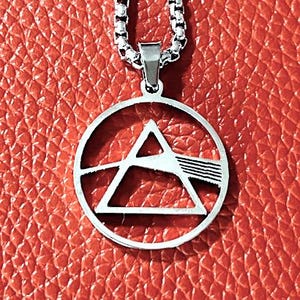 The Dark Side of the Moon Necklace, Pink Floyd Rock Band Silver Chain Necklace, Stainless Steel Necklace, Aesthetic Rock Music Gift