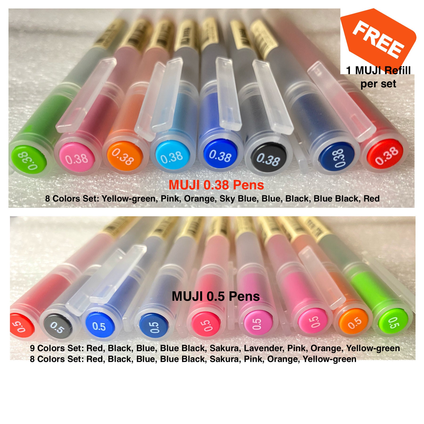 Muji Pens Set Retractable 15 Colors Gel Pens 0.5mm 