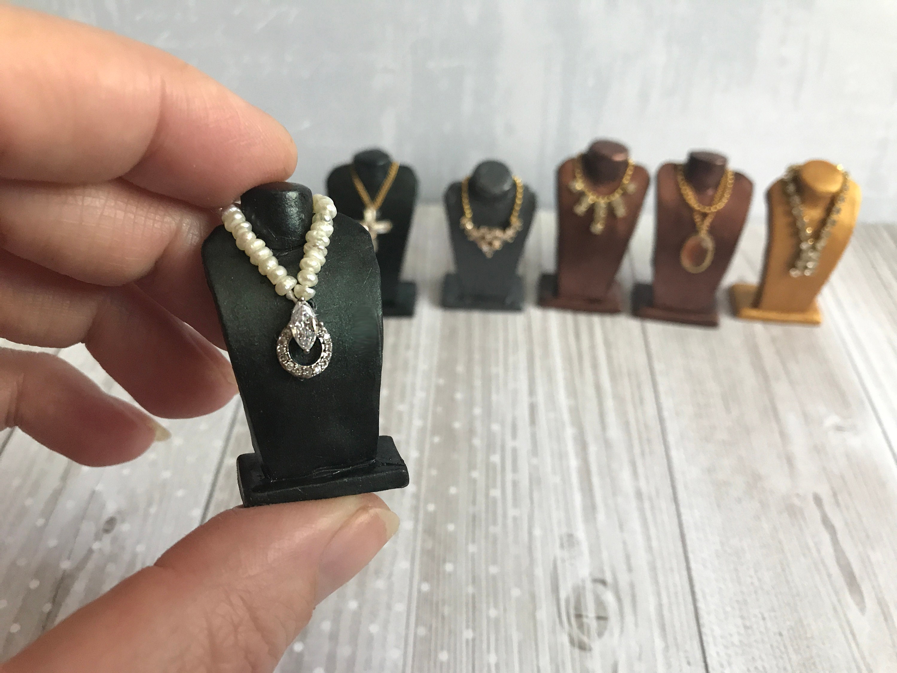 OOAK Dollhouse miniature Jewelry Display bust tiny jewelry Etsy