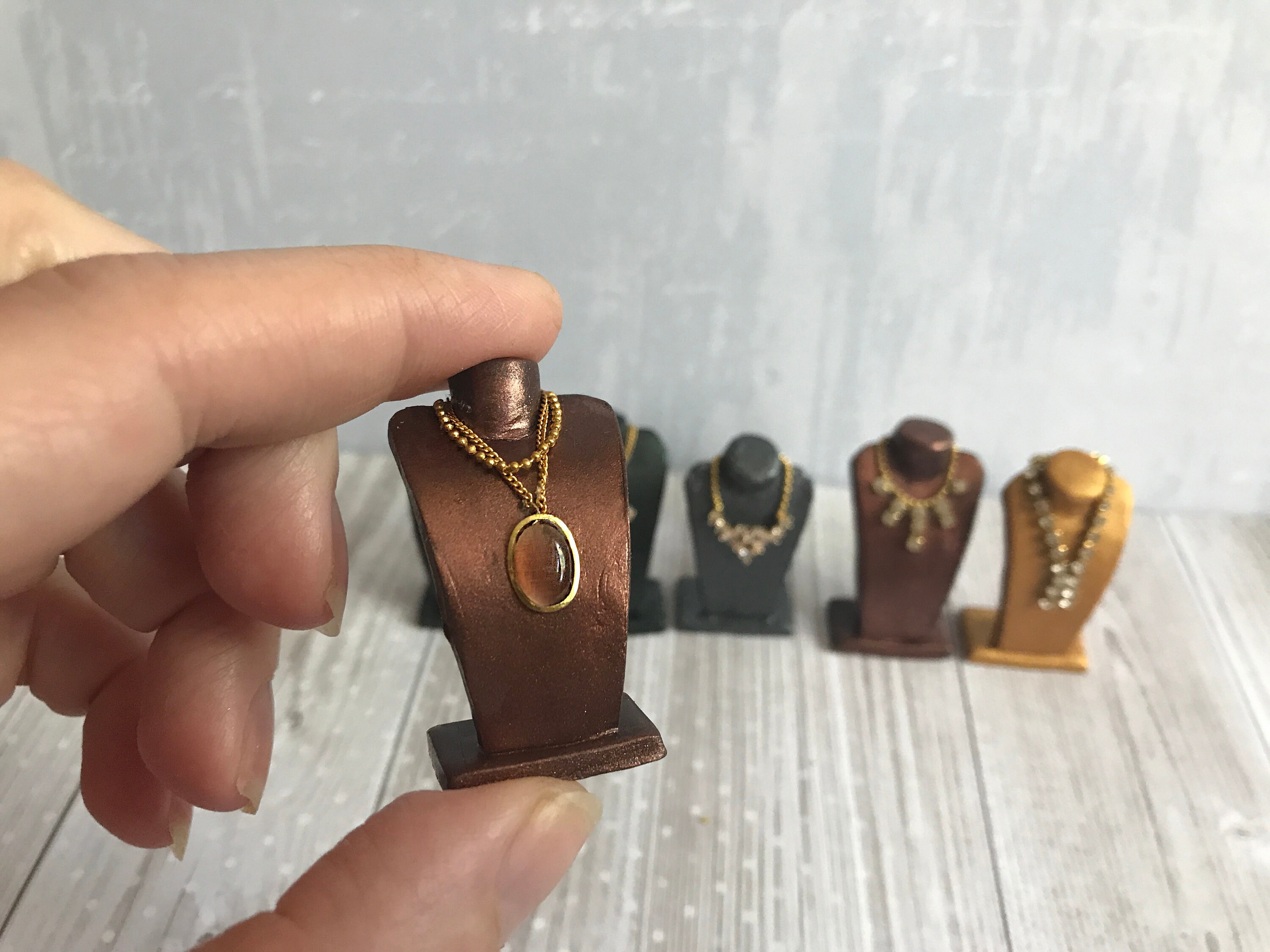 OOAK Dollhouse miniature Jewelry Display bust tiny jewelry Etsy