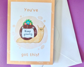 Snail greetings card, cute motivational card, greetings cards, cute snail card